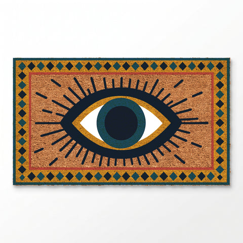 Boho Evil Eye Coir Doormat