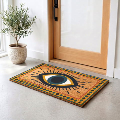 Boho Evil Eye Coir Doormat