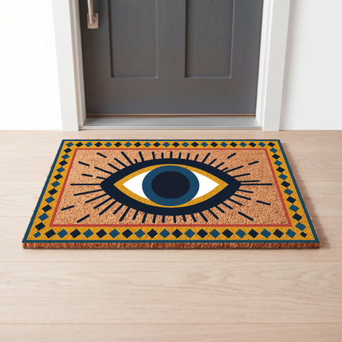 Boho Evil Eye Coir Doormat