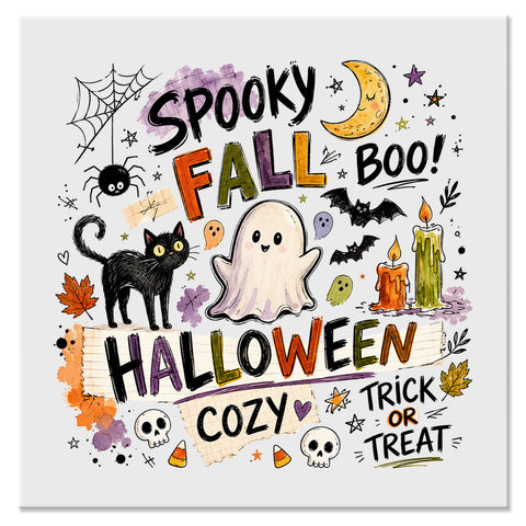 Spooky Fall Halloween Ghost Design - DTF Ready To Press