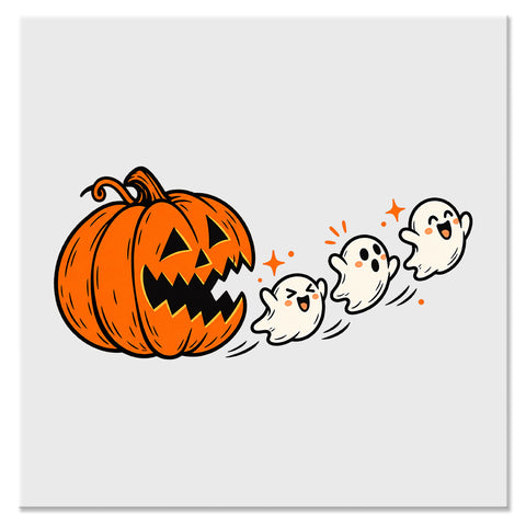Cute Ghosts Escaping Pumpkin Halloween Design - DTF Ready To Press