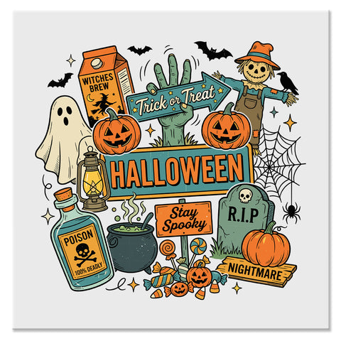 Trick or Treat Halloween Collage Design - DTF Ready To Press
