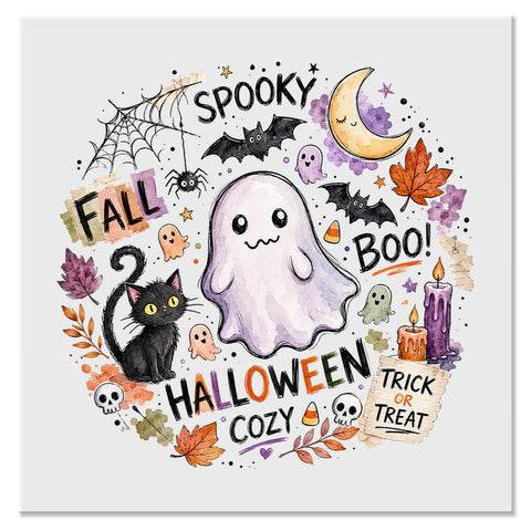 Spooky Fall Halloween Cozy Ghost Design - DTF Ready To Press