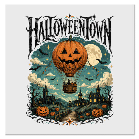 Halloweentown Pumpkin Hot Air Balloon Halloween Design - DTF Ready To Press
