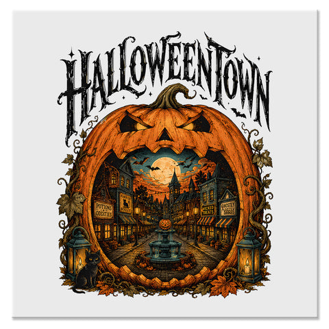 Halloweentown Jack O Lantern Haunted Village Halloween Design - DTF Ready To Press
