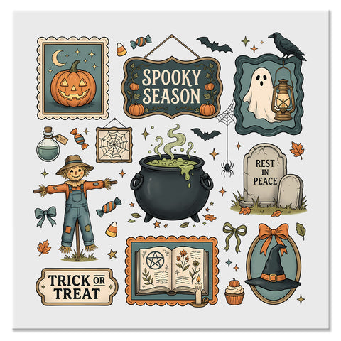 Spooky Season Halloween Collage Design - DTF Ready To Press