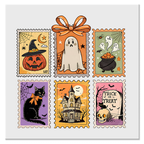 Vintage Halloween Postage Stamp Design - DTF Ready To Press