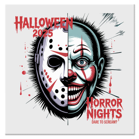 Horror Nights Mask & Clown Halloween Design - DTF Ready To Press