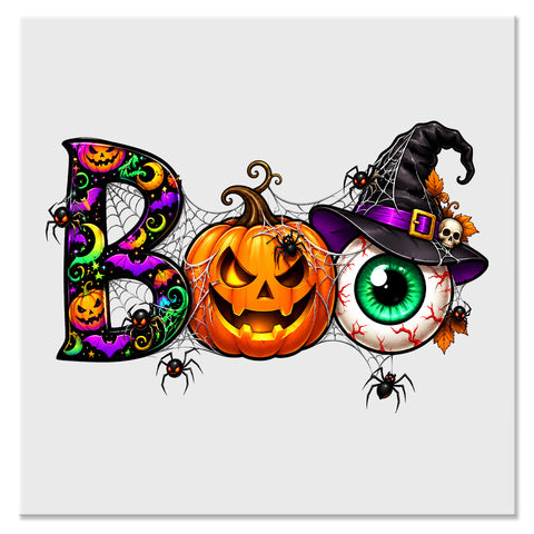 Boo Pumpkin Eyeball Halloween Design - DTF Ready To Press