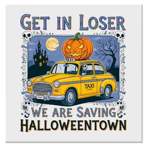 Halloween Town Skeleton Taxi Design - DTF Ready To Press