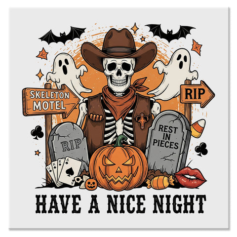 Cowboy Skeleton Halloween Design - DTF Ready To Press