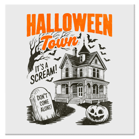 Halloween Town Haunted House Design - DTF Ready To Press