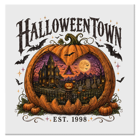 Halloween Town Haunted Pumpkin Design - DTF Ready To Press