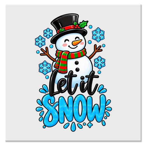 Let It Snow Cute Snowman Christmas Design - DTF Ready To Press Transfer