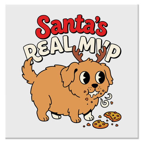 Santa’s Real MVP Funny Christmas Dog Design - DTF Ready To Press Transfer