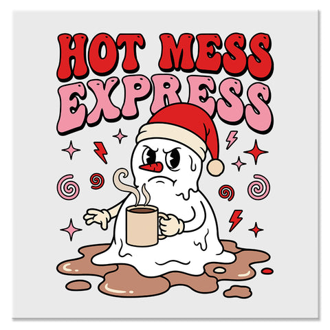 Hot Mess Express Funny Snowman Christmas Design - DTF Ready To Press Transfer