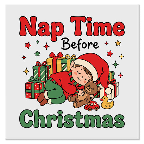 Nap Time Before Christmas Design – Cute Christmas Kids DTF Ready To Press Transfer
