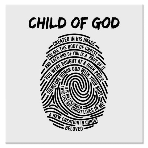 Child of God Fingerprint Christian Faith Design - DTF Ready To Press Transfer