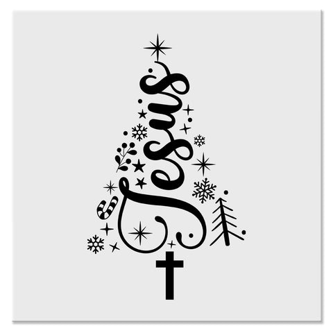 Jesus Christmas Tree Cross Christian Holiday Design - DTF Ready To Press Transfer