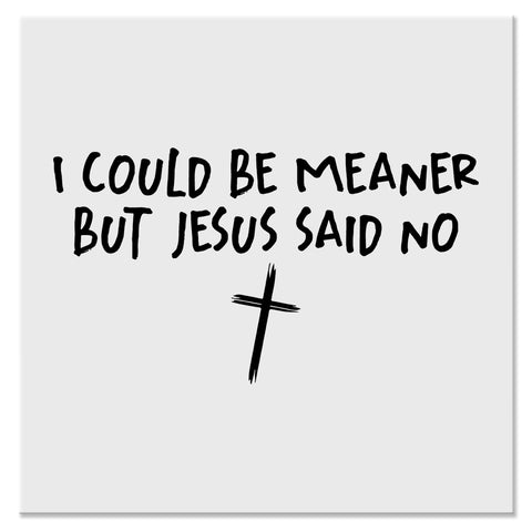 I Could Be Meaner But Jesus Said No Funny Christian Design - DTF Ready To Press Transfer