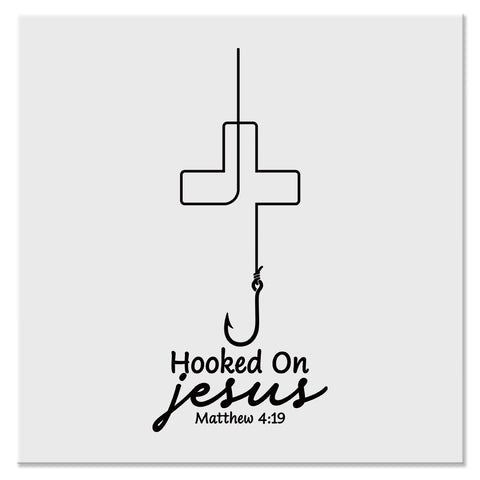 Hooked on Jesus Matthew 4:19 Christian Fishing Design - DTF Ready To Press Transfer