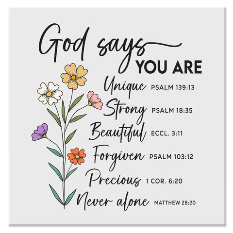 God Says You Are Unique Strong Beautiful Christian Design - DTF Ready To Press Transfer