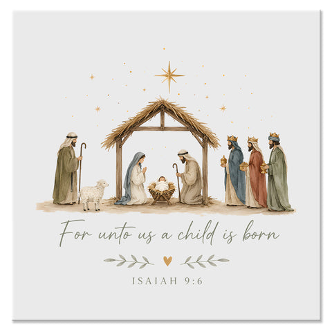 For Unto Us a Child Is Born Nativity Christian Christmas Design - DTF Ready To Press Transfer
