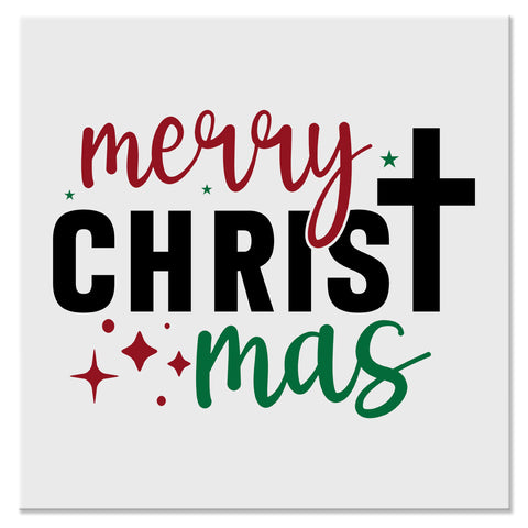 Merry Christmas Cross Christian Holiday Design - DTF Ready To Press Transfer