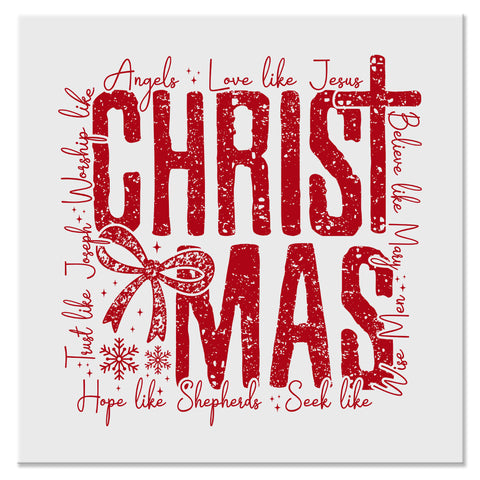 Christmas Jesus Christian Holiday Cross Design - DTF Ready To Press Transfer