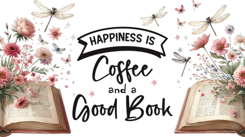 Happiness Is Coffee and a Good Book 16 oz Glass Jar, Book Lover Iced Coffee Cup, Reader Gift