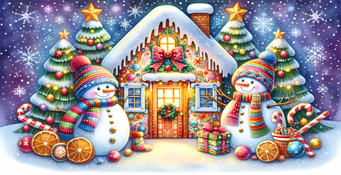 Christmas Snowman House 16 oz Glass Jar, Colorful Holiday Iced Coffee Cup, Christmas Gift