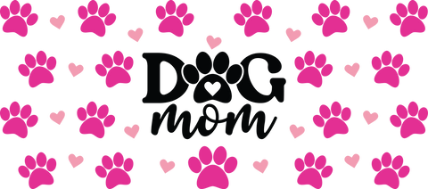 Dog Mom Pink Paw Prints 16 oz Glass Jar, Dog Lover Iced Coffee Cup, Pet Mom Gift