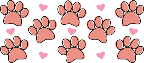 Pink Paw Prints & Hearts 16 oz Glass Jar, Pet Lover Iced Coffee Cup with Bamboo Lid & Straw, Pet Gift