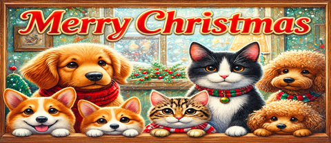 Merry Christmas Pets UV DTF transfer design