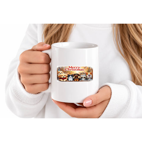 Merry Christmas Cozy Pets mug design
